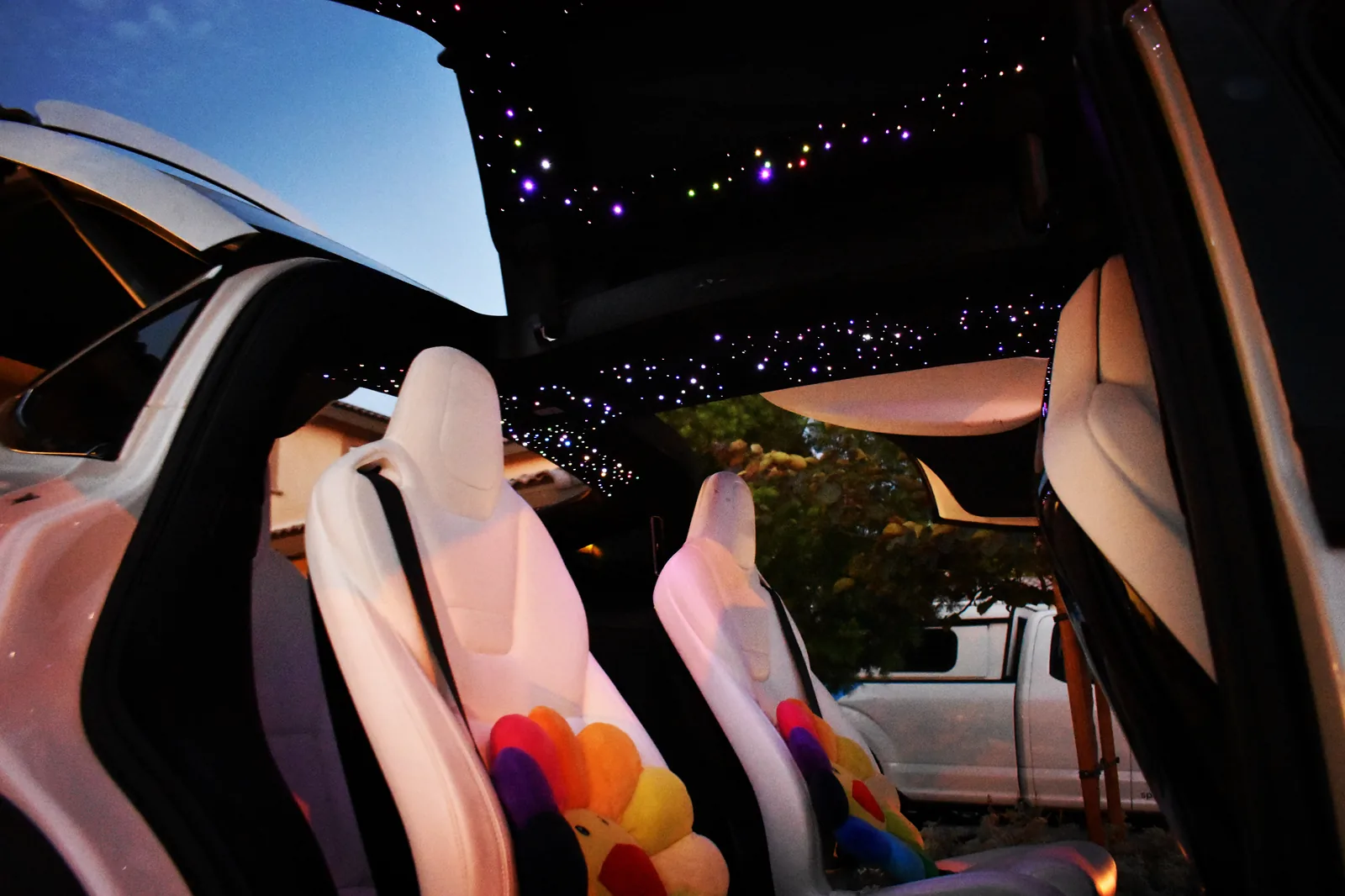Tesla Model X starlights surrounding the roof glass